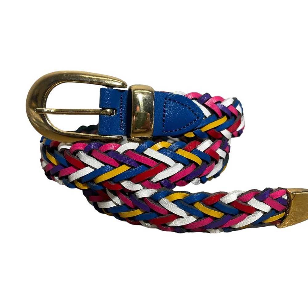 Vintage Capezio Argentina Belt Adult Colorful Braided Leather 80s Multicolor S M